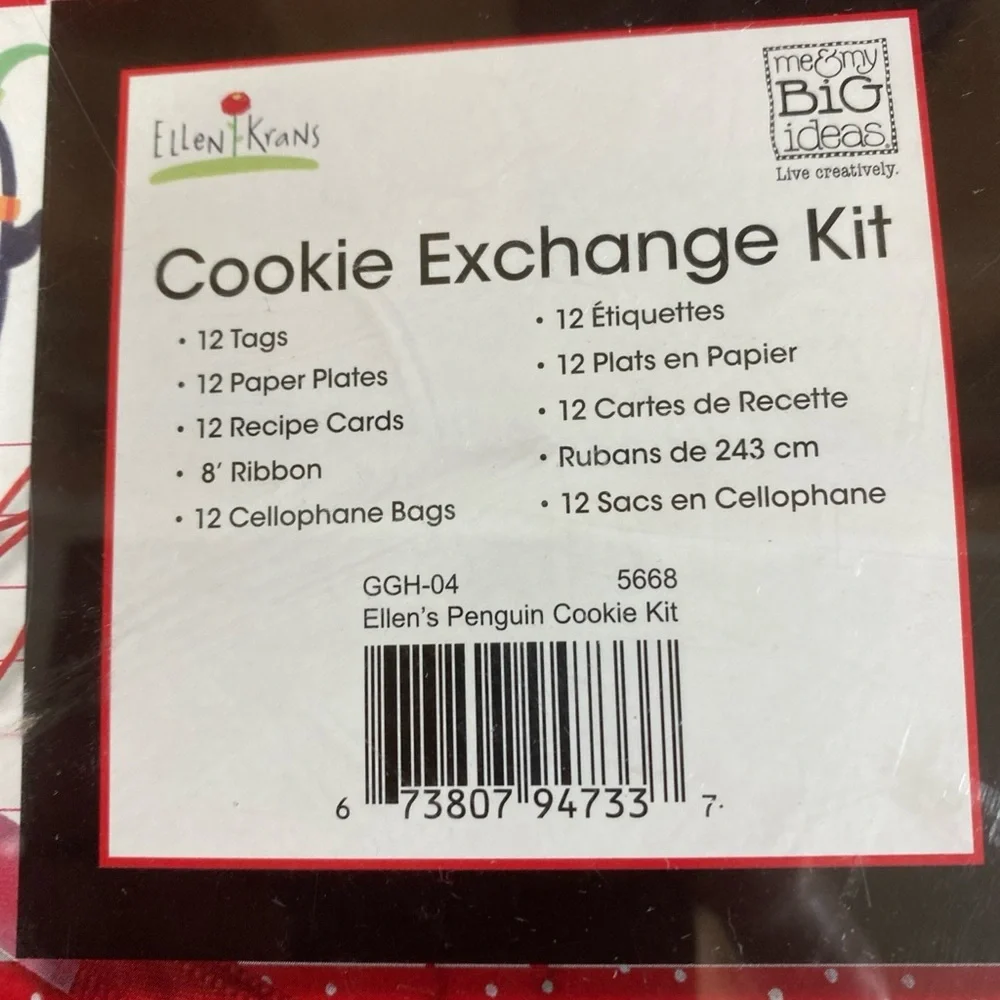 Cookie Exchange Kit Christmas Holiday Tin‎ Ellen Krans Plates Tags Ribbon Bags